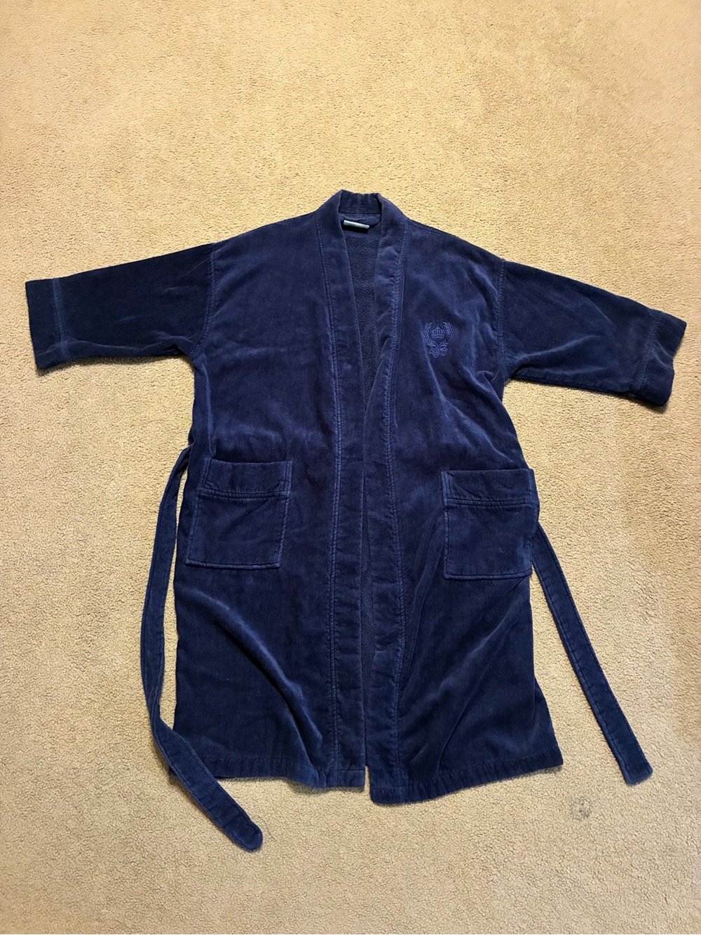 TJ Lawford Navy Blue 100% Cotton Turkish Towel Shawl Bath Robe Housecoat Medium